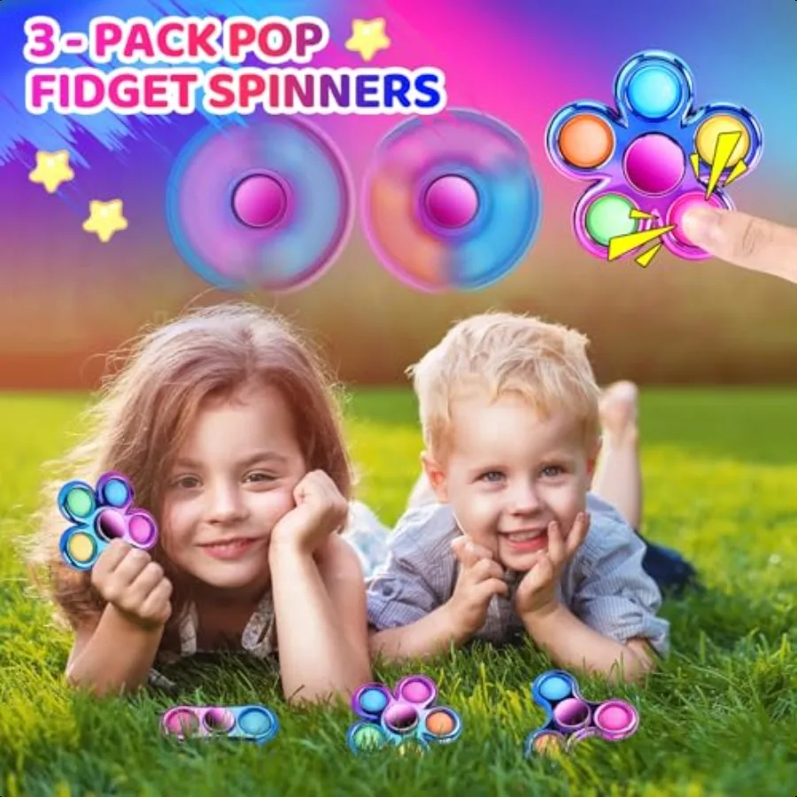 FIGROL 3-pack Pop Fidget Spinners voor feestartikelenHand Fidget Bulkspeelgoed voor klaslokaal Terugkeer Prijsensorisch Fidget-speelgoed voor tieners B