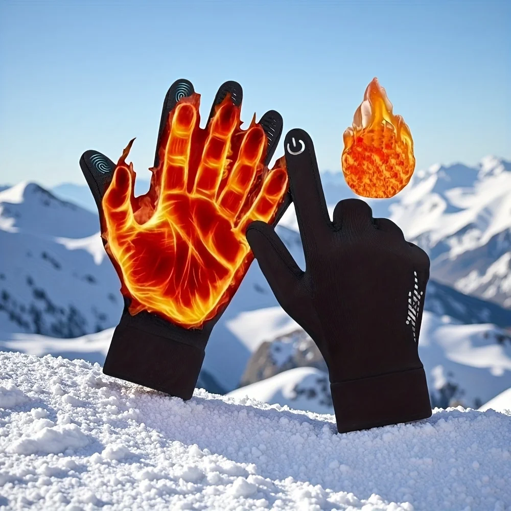 Unisex Thermal Insulated Winter Gloves Windproof Touchscreen Compatible for Running Cycling Skiing Hiking and Outdoor Sports