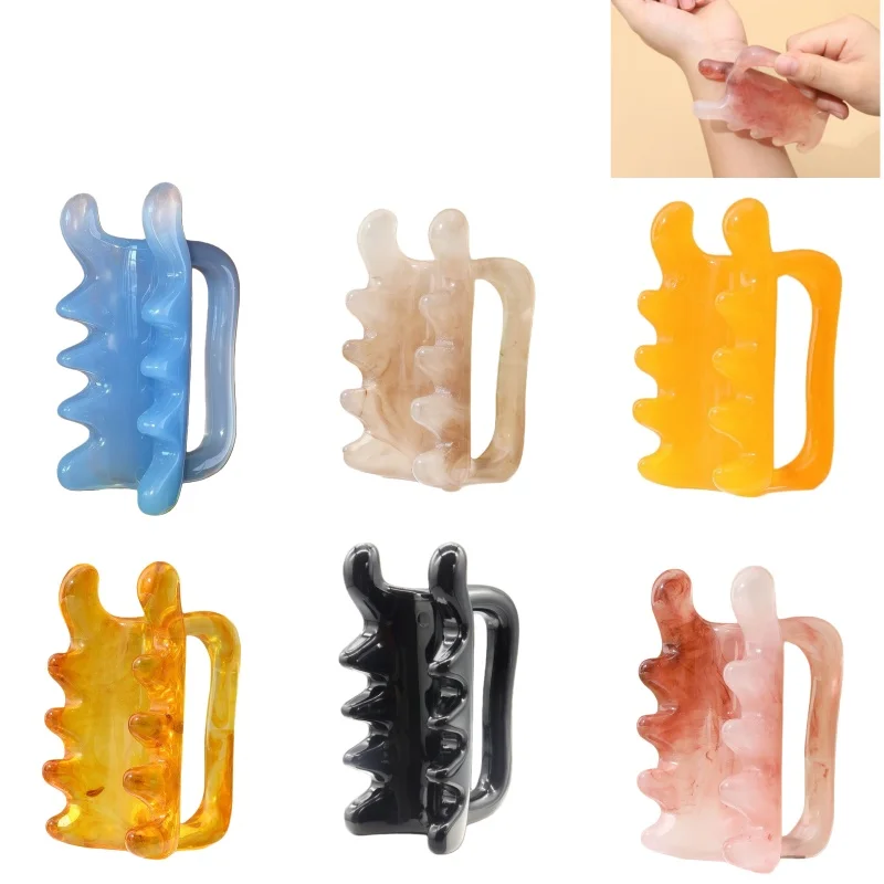 

1pc Double-Push Massager Resin Massage Comb Gua Sha Board Body Massage Stick Pain Relief for Neck Back Shoulder Relaxation Gift