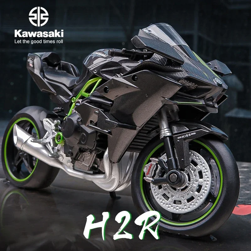 

1:12 KAWASAKI H2R гоночный мотоцикл из сплава, имитация металлического уличного гоночного мотоцикла, модель со звуком и детской коллекцией, подарок-игрушка