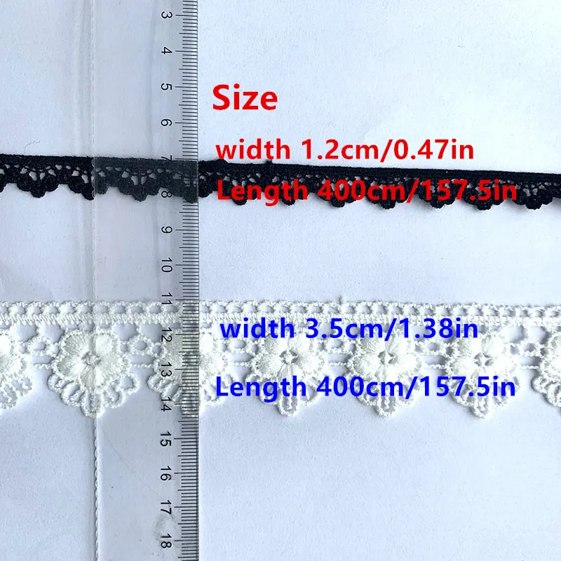 4m/157in Each pack white black lace trims handmade DIY Crafts Dress curtain flower sewing accessory Wedding Gifts Decorations