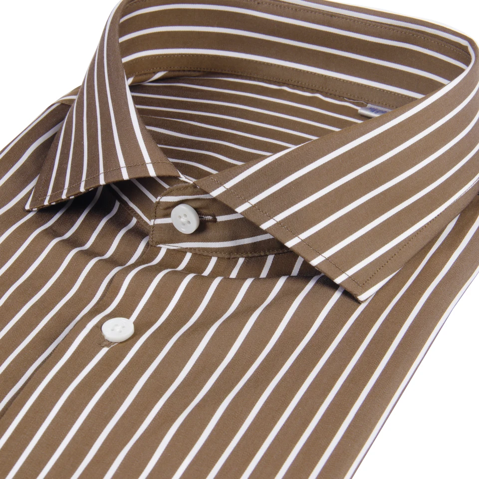 brown striped dress shirt Hugo Boss Vero Cuoio Brown Leather Formal Shoes UK 10 – The Freperie main image 1