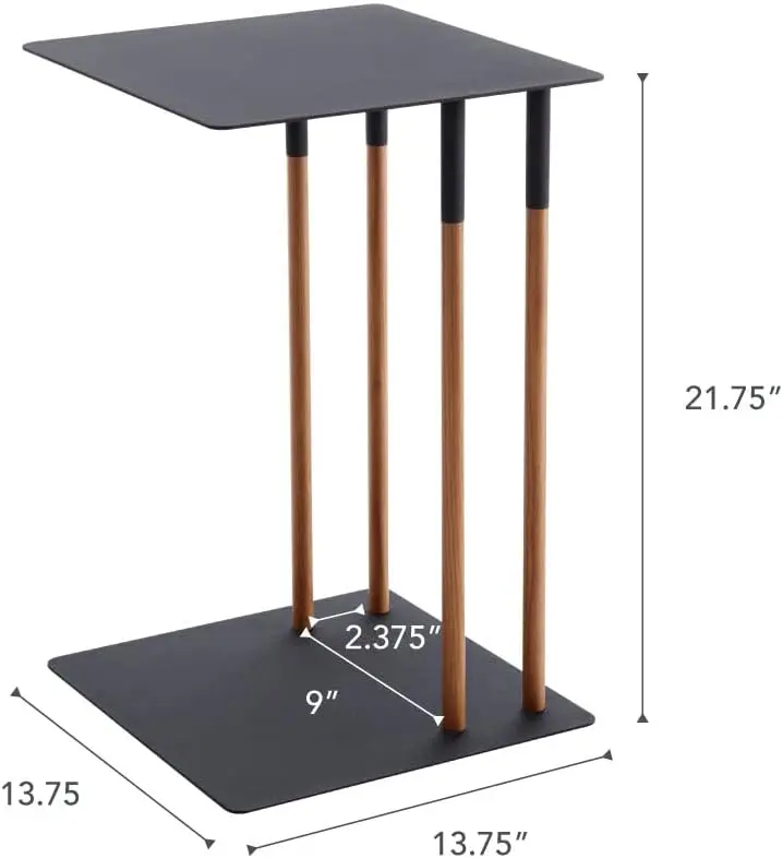 Yamazaki Home Plain Metal And Wood Sliding Sofa C Table End Table Coffee Tray Laptop Desk, Modern Bedside Or Living Room Small