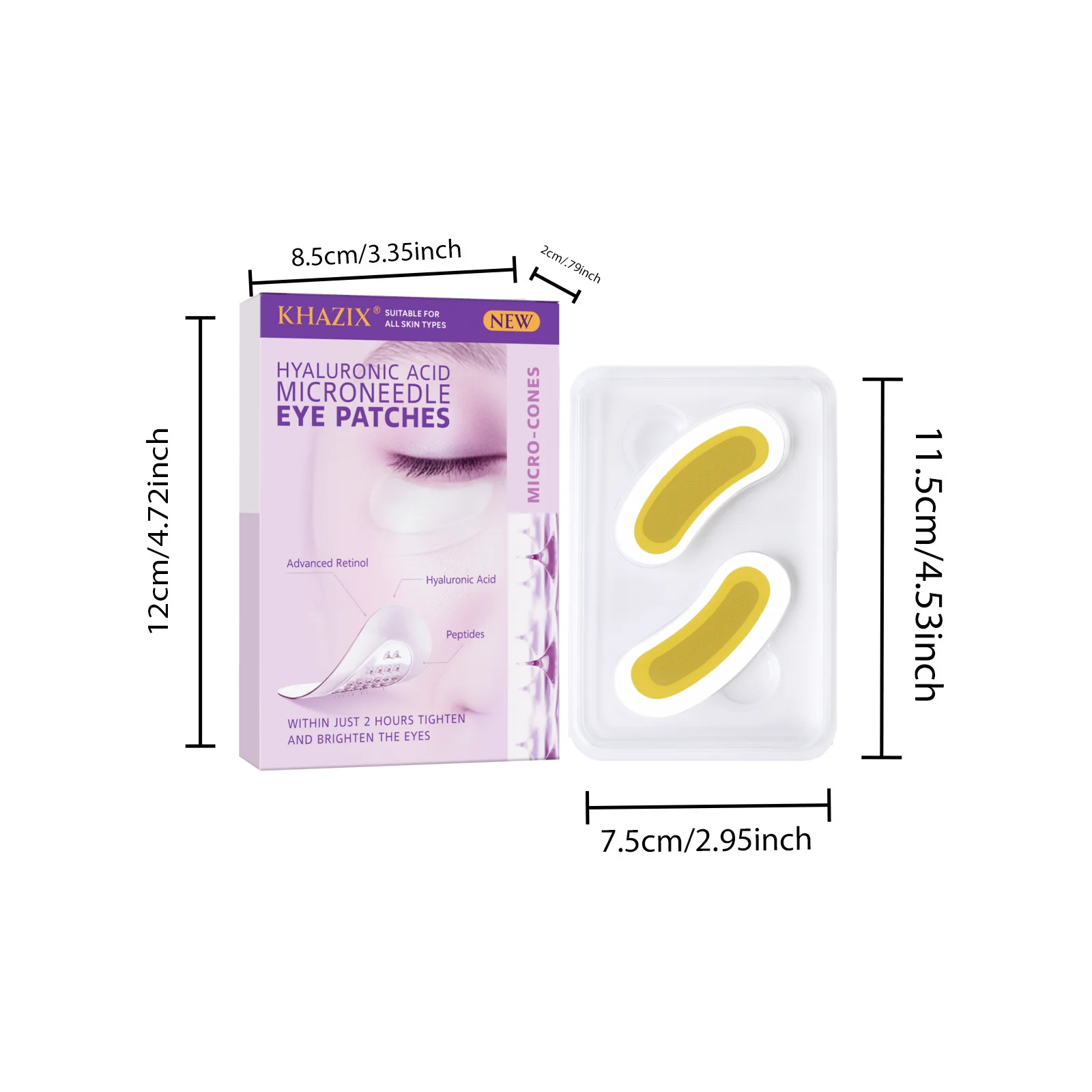 Patches para Olhos com Ácido Hialurônico e Retinol, Peptídeos Firmadores para Reparação da Pele, para Área dos Olhos, Testa e Linhas de Expressão, 1 P