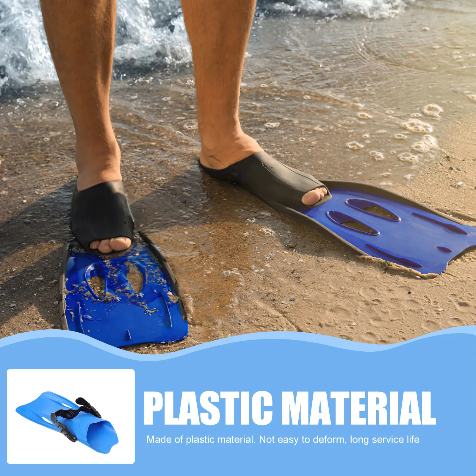 1Pair Snorkeling Fins Swimming Flippers Plastic Swim Training Flippers Lightweight Portable Adult Diving Flipper