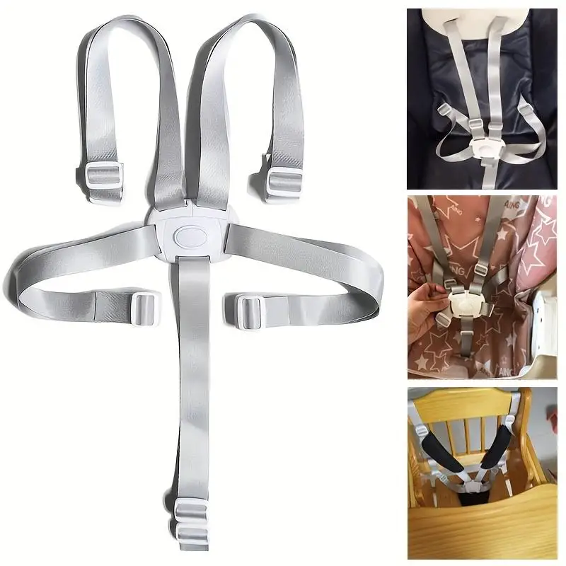 Three-point Five Point Safety Belt Child Safety Belt Dining Chair Highchairs Safety Strap Baby Stroller Fixed Belt Accessories