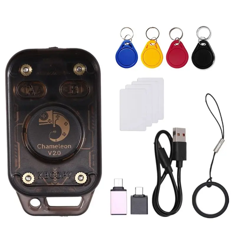 Chameleon V2.0 RFID Smart Chip Reader Emulator+ 4XUID Keychain Duplicator 125Khz 13.56Mhz Card Decode