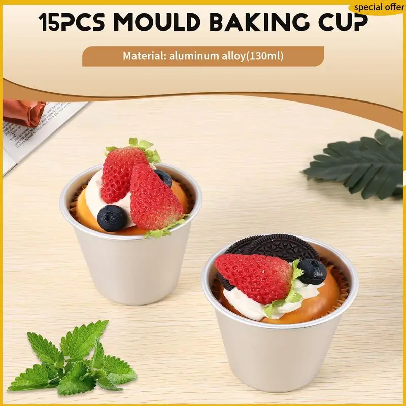 

A50I 15 Pack Pudding Moulds, Non Stick Pudding Cups Egg Tart Mold,Sturdy Moulds For Making Sweet And Savoury Treats