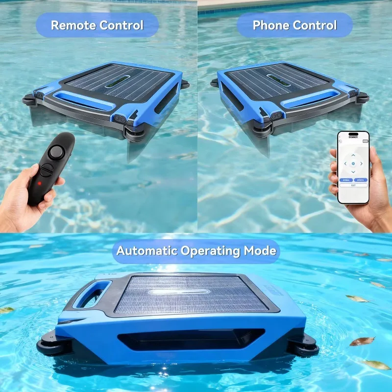 Cordless Automatic Pool Skimmer Robot, Hands-Free Surface Cleaner for Leaves and Debris, Effortless Robotic Pool Cleaner