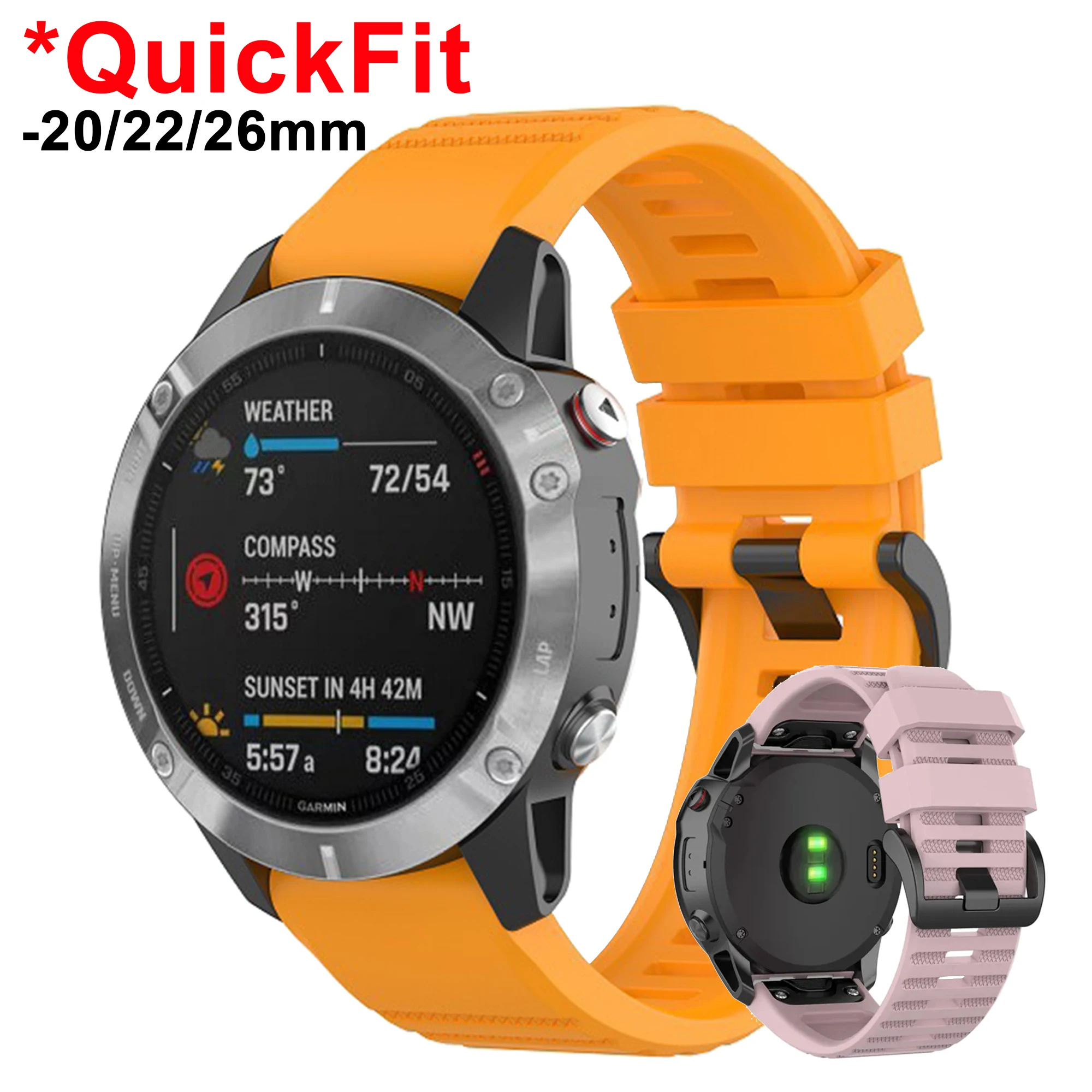 

20 22 26mm Watch Band For Garmin Fenix 8 47mm 51mm E 7 7X Pro 6 6S 6X 5 5X/Epix Pro/Enduro 2 3 QuickFit Silicone Strap Bracelet