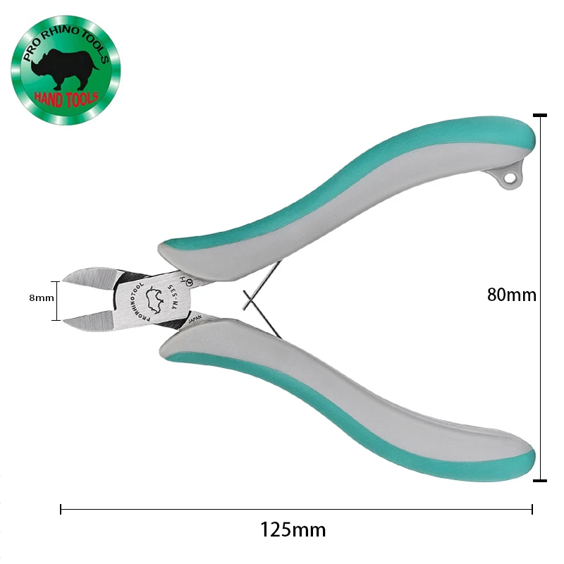 일본 Rhino 브랜드 사선 코 플라이어, 125mm 플랫 마우스 플라이어, 전자 모델 플라스틱 와이어 커터, YN-535 커터, 5 인치