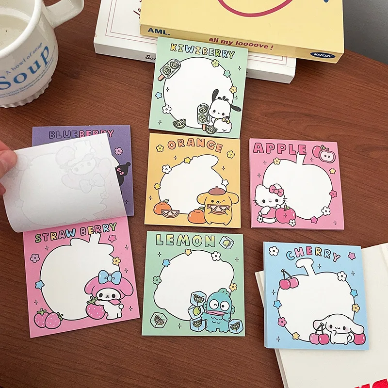 20pcs/lot Sanrio Hangyodon Memo Pad Cinnamoroll Fruit Sticky Note Stationery Label Notepad Planner Sticker Post School Supplies