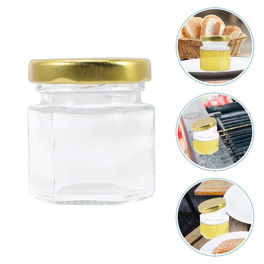 

24Pcs Clear Hexagon Glass Honey Jars Sealed Jam Containers Kitchen Storage Bottles Honey Jelly Small Jars Clear Caviar Bottles