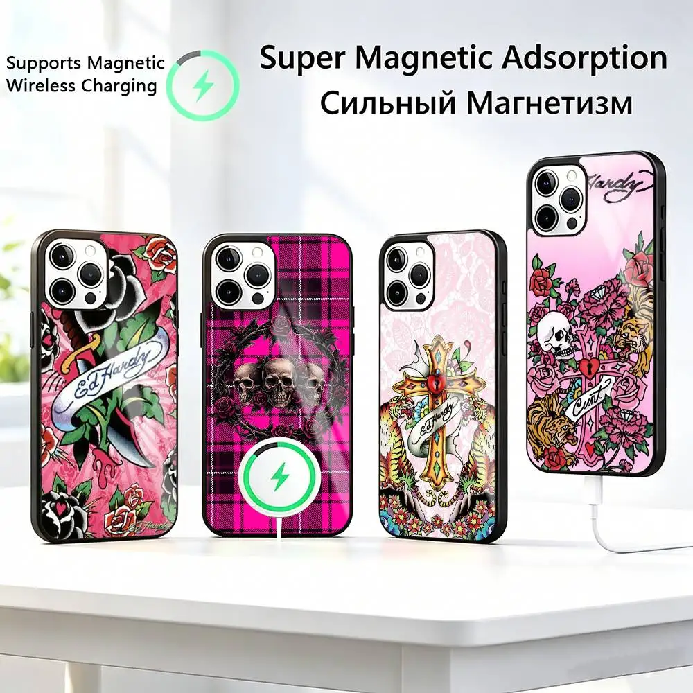 

Fashion-n Ed Brands-s Hardy Phone Case For iPhone17,16,15,14,13,12,11 Plus,Pro Supports Magnetic Wireless Charging