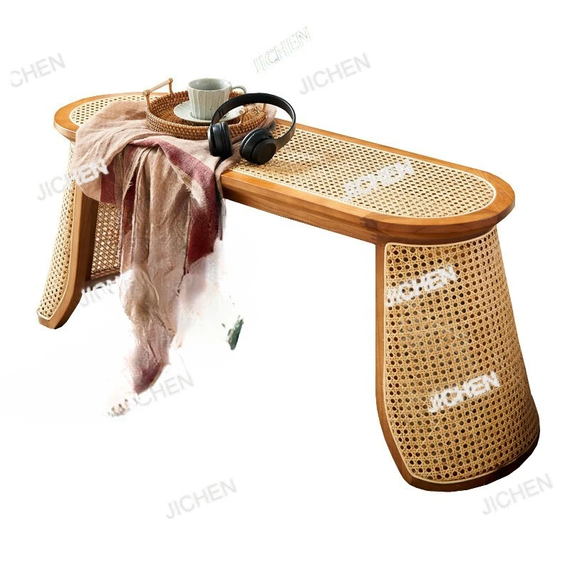 

Solid wood bench household simple rattan stool B & B hotel bedroom 1.2m end of bed shoe changing long stool