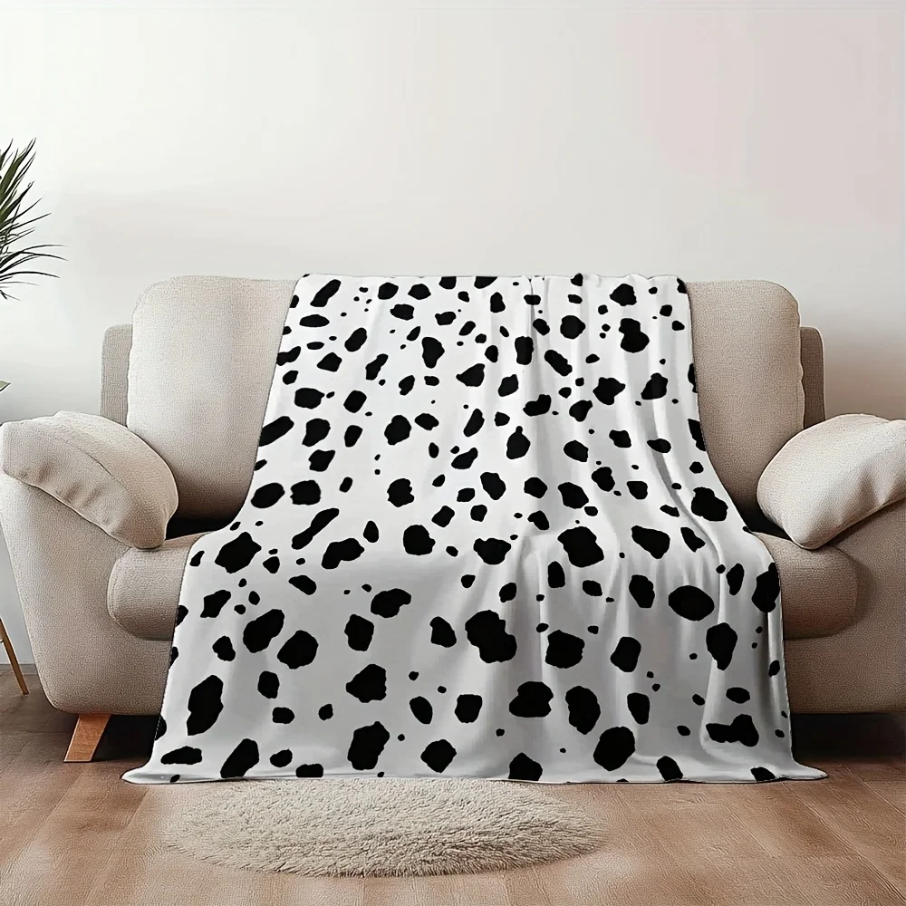 Dalmatian Dots Print Flannel Blanket - Plush Warm Sofa Bed Office Car Cold Night Throw