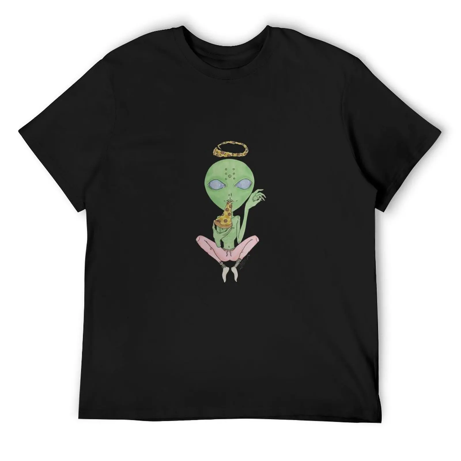 

Pizza Zen Alien T-Shirt anime stuff plus size clothes anime clothes baggy shirts men graphic t shirts