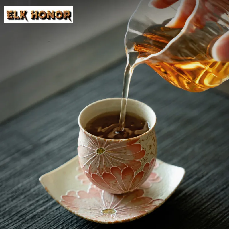 Pile Carved Blue And White Flint Red Coasters Handmade Mug Plate For Coffee Cup Saucer Anti-scald Placemats Cup Holder Drinkware