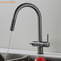 Kitchen Filtered Faucet Gun Grey Pull Out Kitchen Sink Faucet Two Model Stream Sprayer Nozzle Brass Hot Cold Wate Mixer Tap