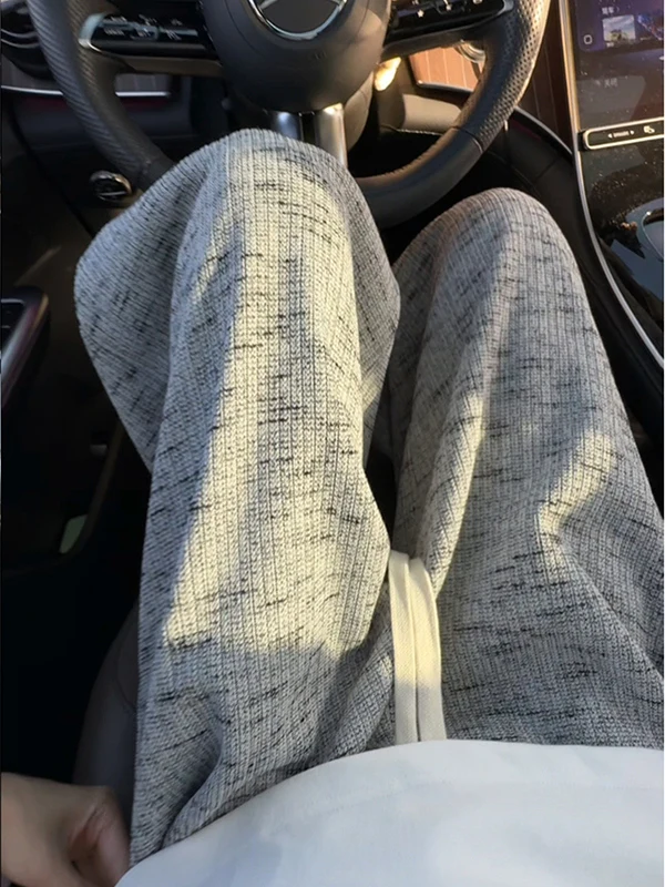 

Men's Knitted Thiened Casual Pants Winter Warm Loose Straight Leg Trousers Drapey Comfortable Lazy Sle Home Leisure Wear