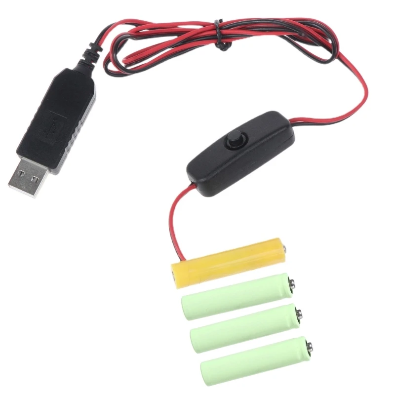 

6V AAA Battery Adapter USB Power Supply Cable Replace 4x 1.5V AAA Battery