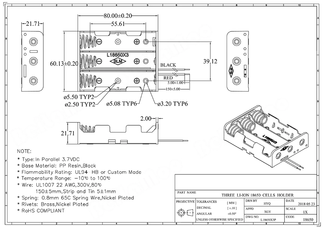 2/3/4-Fach 18650 Batteriehalter-Box, 3,7V Parallel-Batterie-Aufbewahrungsgehäuse mit Rot-Schwarzem Kabel, Federkontakt DIY-Stromversorgung – Detail 6