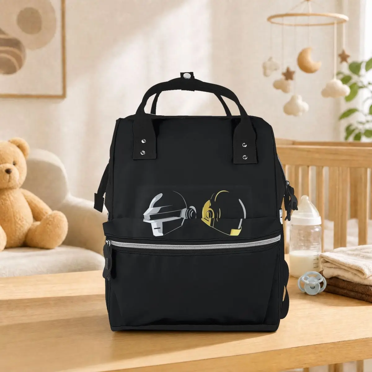 Daft Punk Electronic Music Band Tribute Helmet Art Student Backpack School Bag Hiking Travel Daypack for Men Women Bookbag