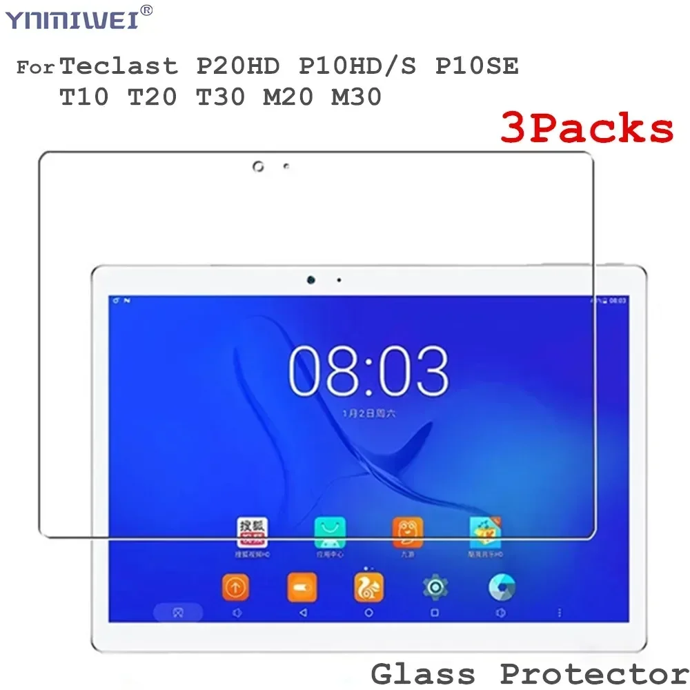 3Pcs  Glass Protector for Teclast T50 P25T T30 T40 M40 Plus Pro Air Screen Protector P30S P20 P20HD P30HD M30 M40SE Glass Films