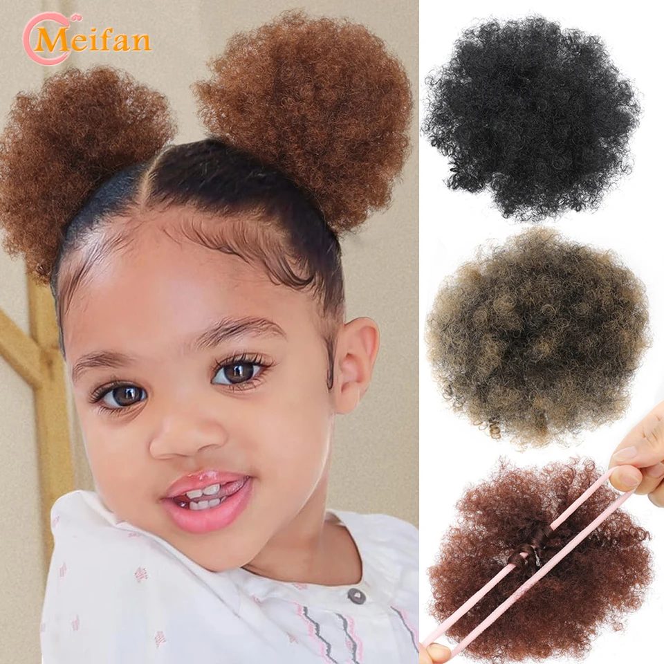 

Детские пышные волосы, наращивание хвоста, синтетические черные, коричневые, странные вьющиеся волосы, пучок для маленьких девочек, удобные легкие волосы