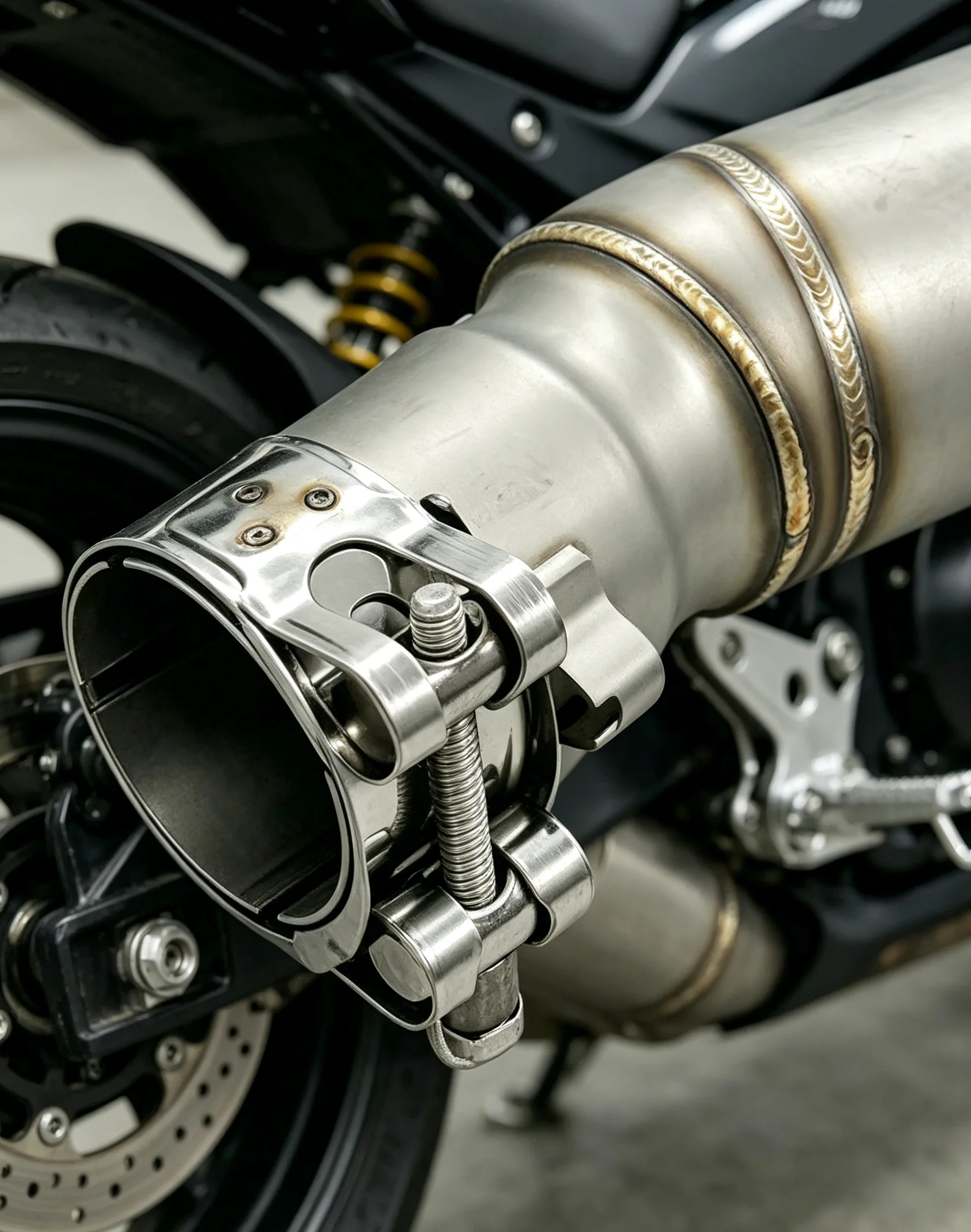 51mm Stainless Steel Motorcycle Exhaust Mid Link Pipe, Street Bike Exhaust Pipe Compatible with CFMOTO 450SR/SS 450NK 2022‑2026