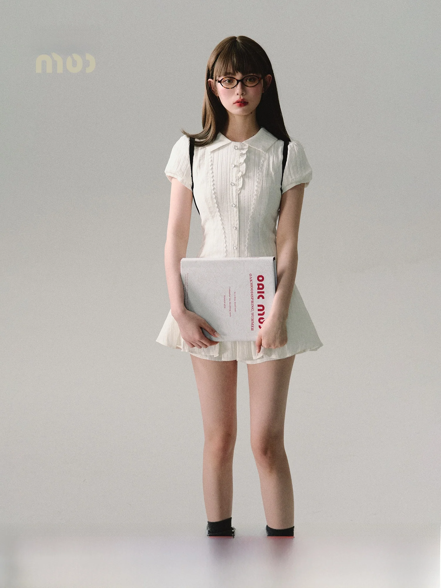 

OAKMOO High Waist A-Line Dr ort Sve Collar Cotton Tea Break Skirt College Sle Spicy Girl Commute Dr