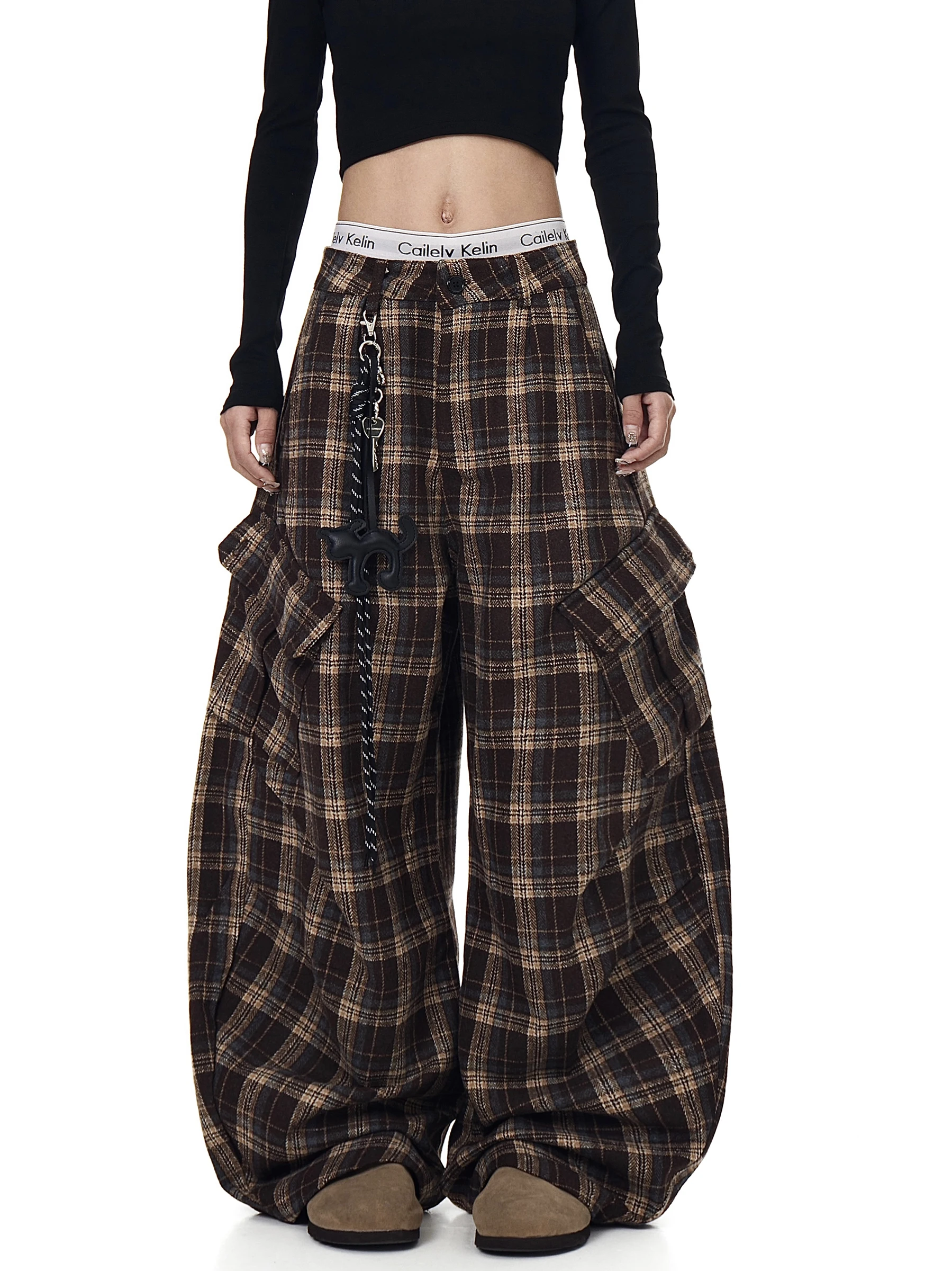 

American High Street Retro Lazy Style Knife Work Pants Loose Wide Leg Pants for Men And Women with Big Pockets Trendy Jeans