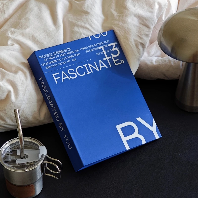 

Blue Minimalist 4-Pocket Photo Card Album A5 Refillable Binder for Polaroid & K-Pop Idol Photo Cards Storage Journal Cover