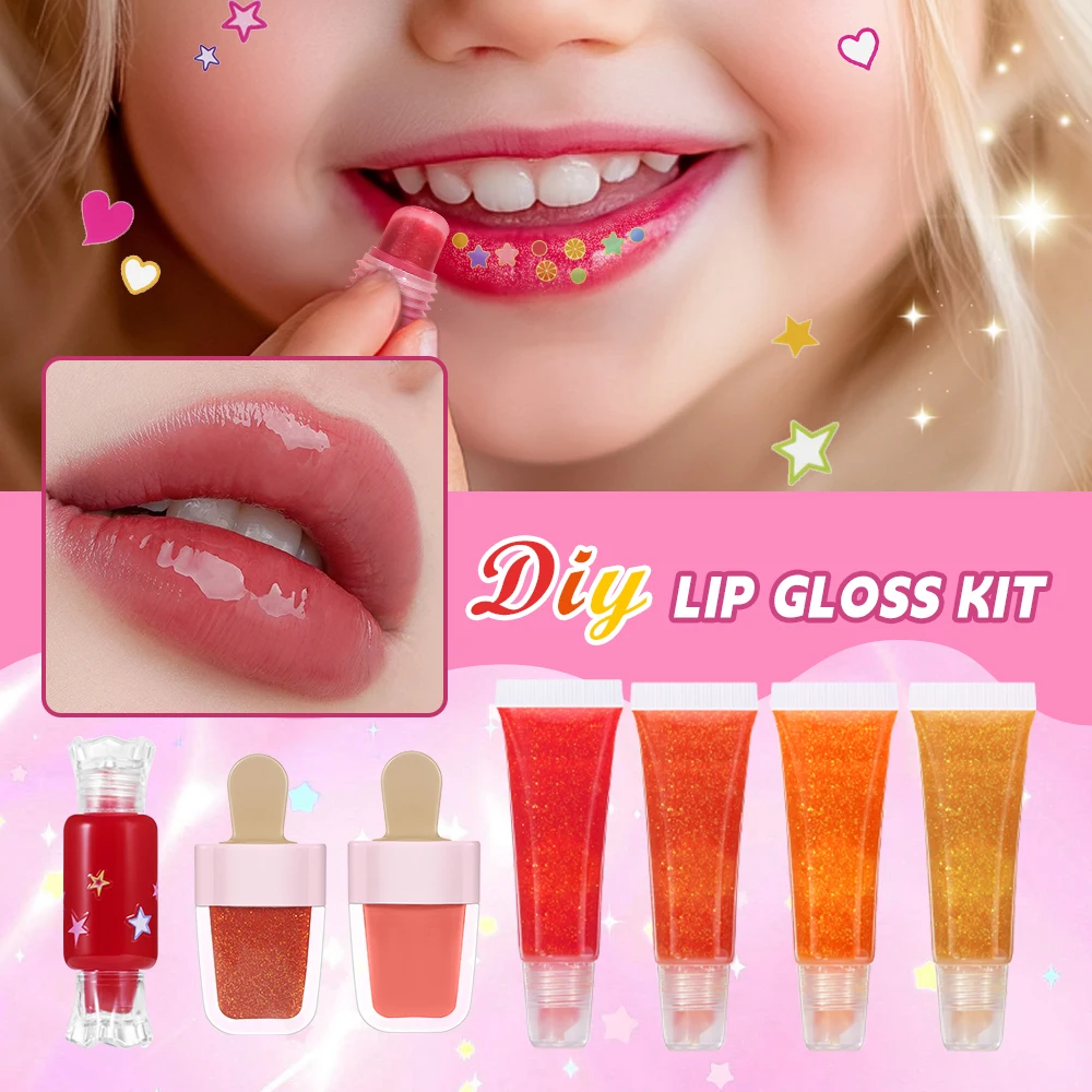 Lip Gloss Base Set Lip Gloss Making Kit Diy Lip Gloss Kit Moisturizing Nourish for Girl Kids Gifts Lip Gloss Pack Set Cosmetics