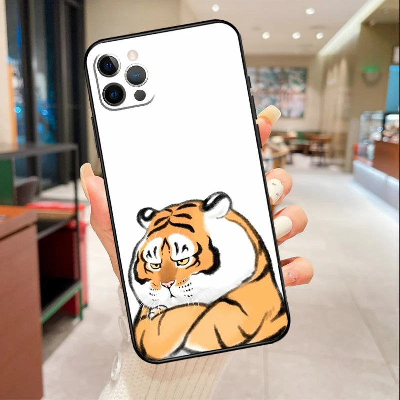 Fat Tiger Funny Phone Case For iPhone 17 Air 16 15 13 11 12 14 Pro Max mini 15 16 Plus 16e Protective Cover #3