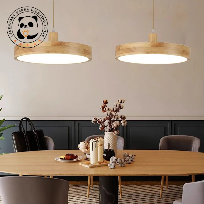 Modern Simple Restaurant Pendant Lamp LED Log Single Head Chandelier Round Bedroom Living Room Home Decor Corridor Ceiling Light