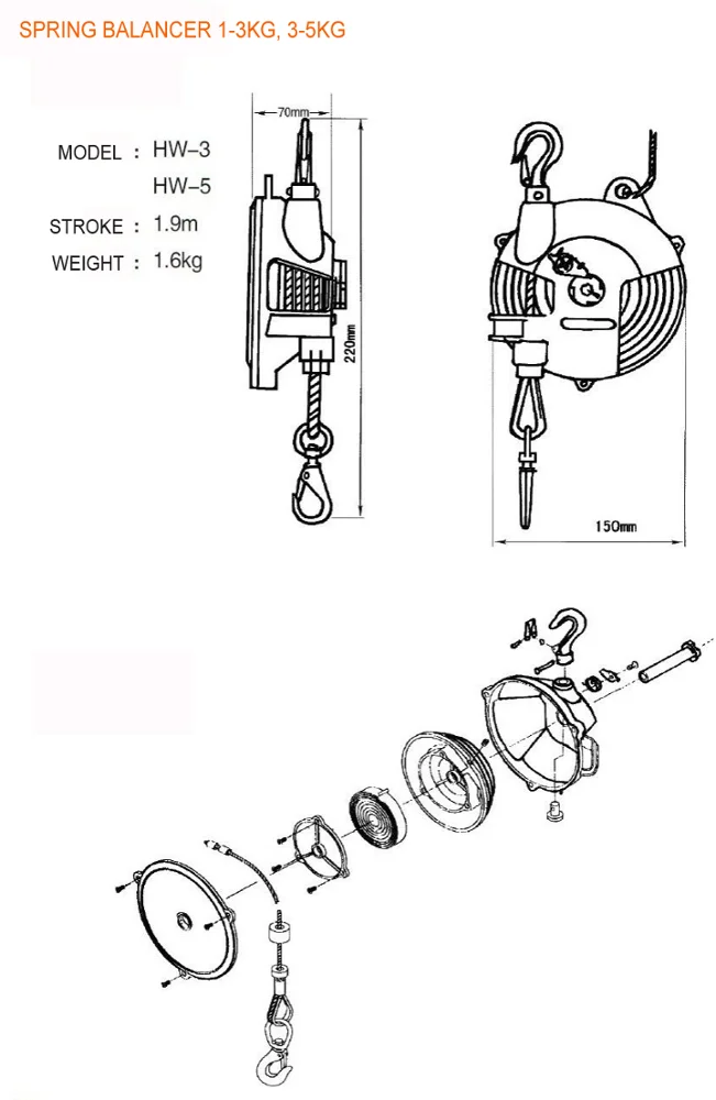 Equilibratrice a molla per utensili da 3-5Kg prodotta in cina