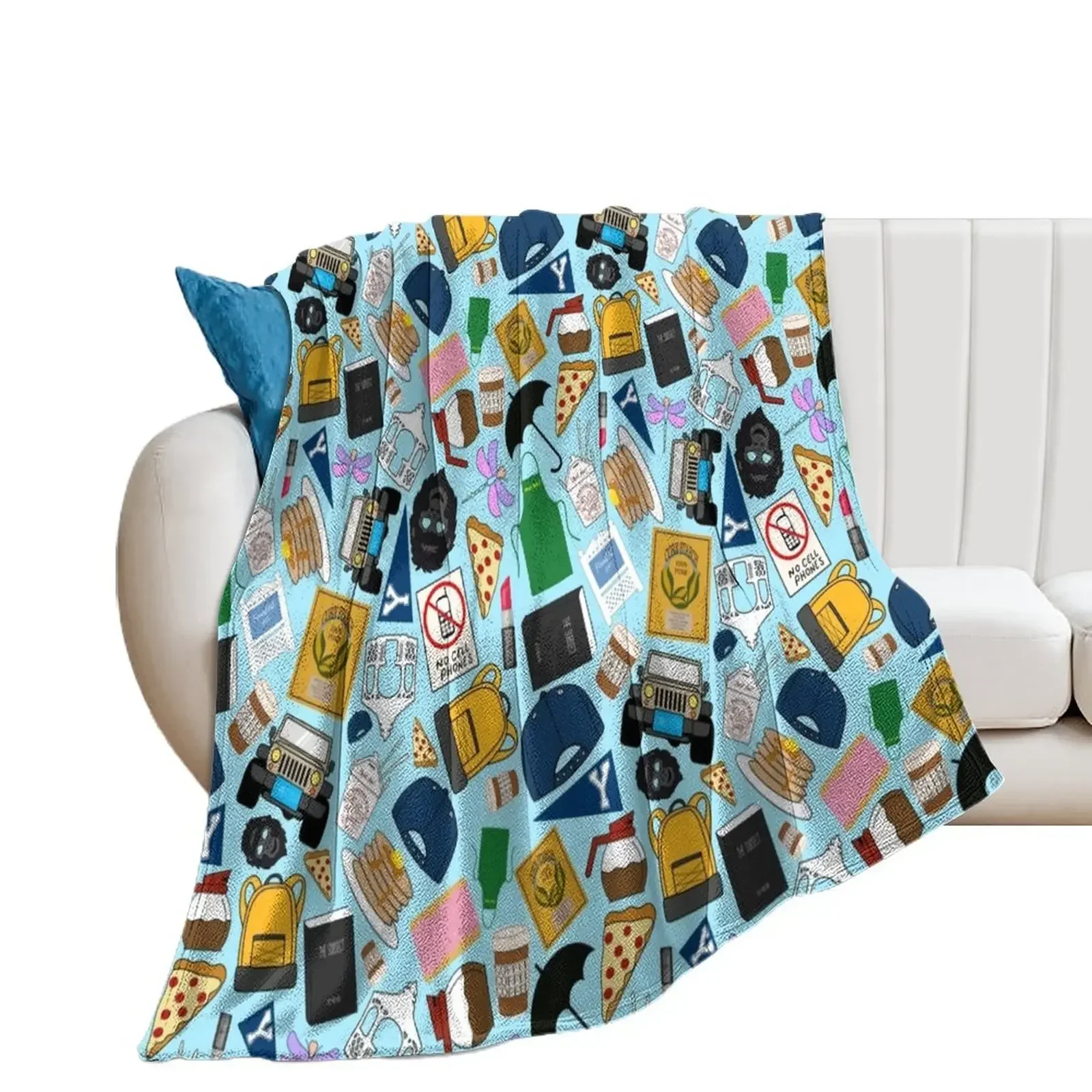 Ultimate Fan Pattern Icons All Over Print Blue Pack Throw Blanket Furrys cosplay anime Picnic Decoratives Blankets