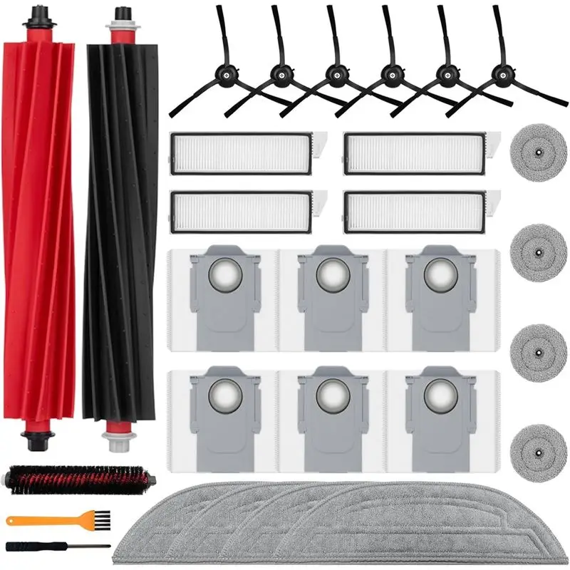

Комплект аксессуаров A16Z: основная и боковые щетки, HEPA-фильтр, салфетка для мытья полов, мешки для сбора пыли для робота-пылесоса Roborock S8 MaxV Ultra