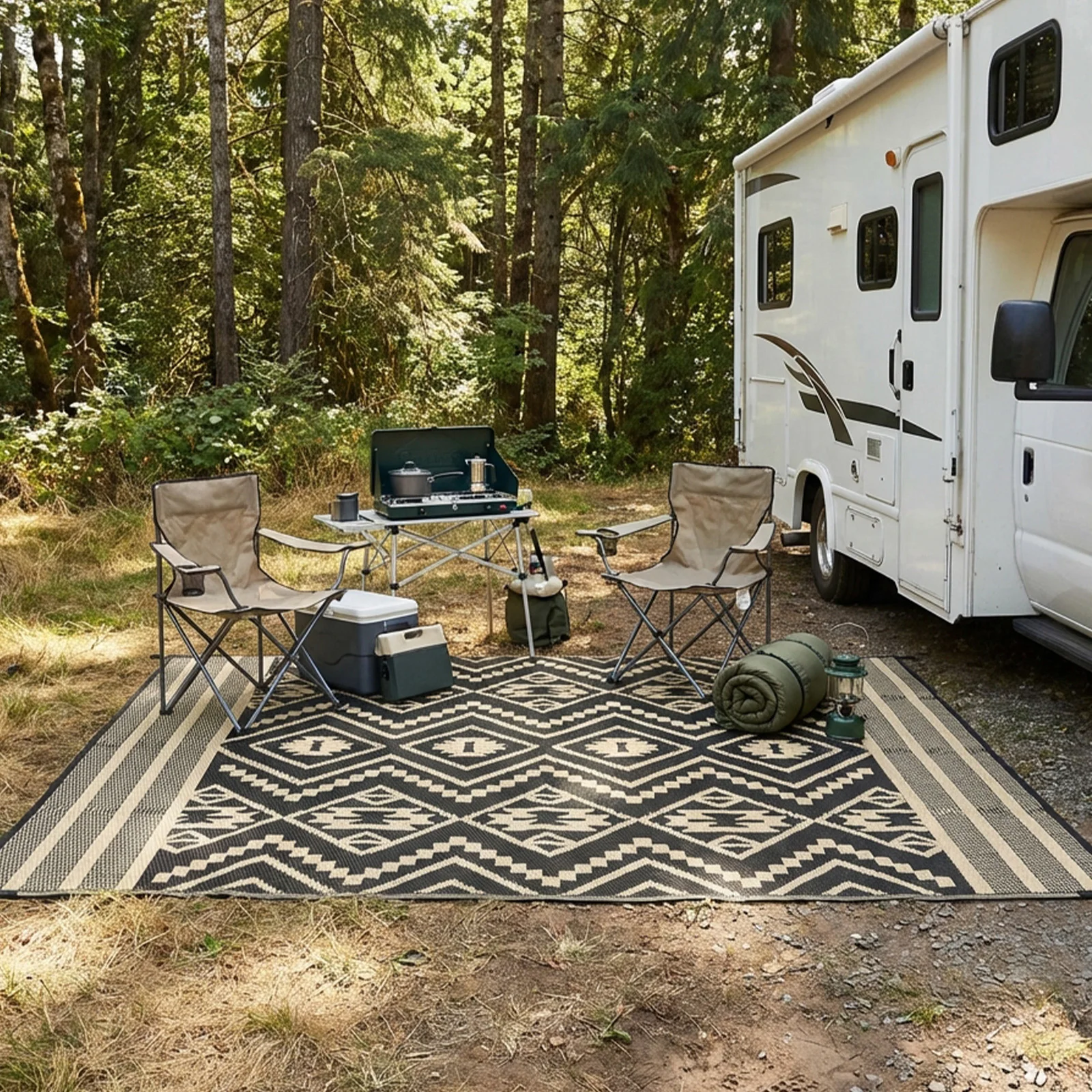 Double-Sided Outdoor Waterproof Reversible Mats Plastic Straw Patio Rugs PP Material Double Layer Woven Carpet Family Picnic Mat