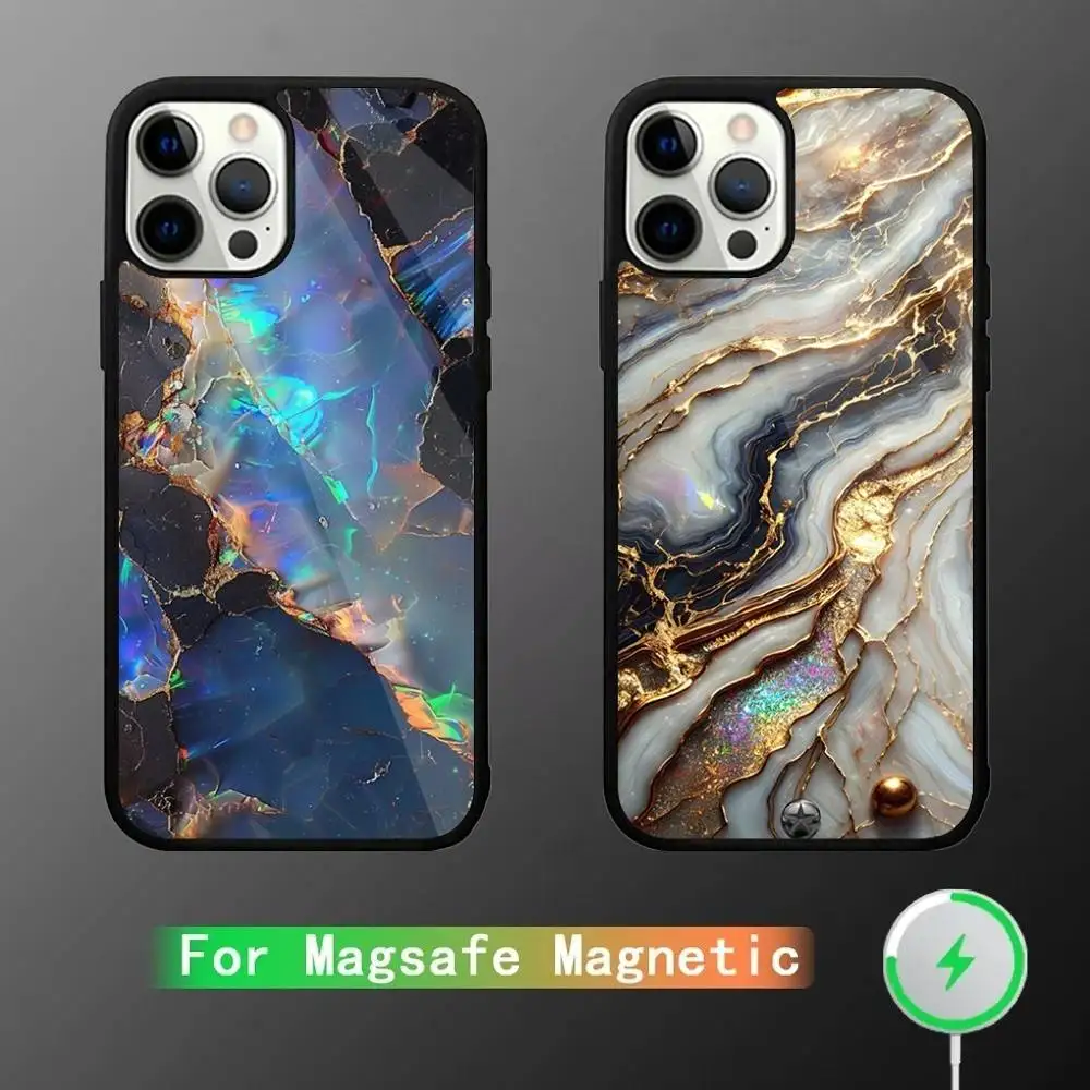 

Marble Pattern Art Phone Case For iPhone 16,15,14,13,12,11,Pro,Max,Plus,Mini,SE New Magsafe Magnetic Wireless Charging