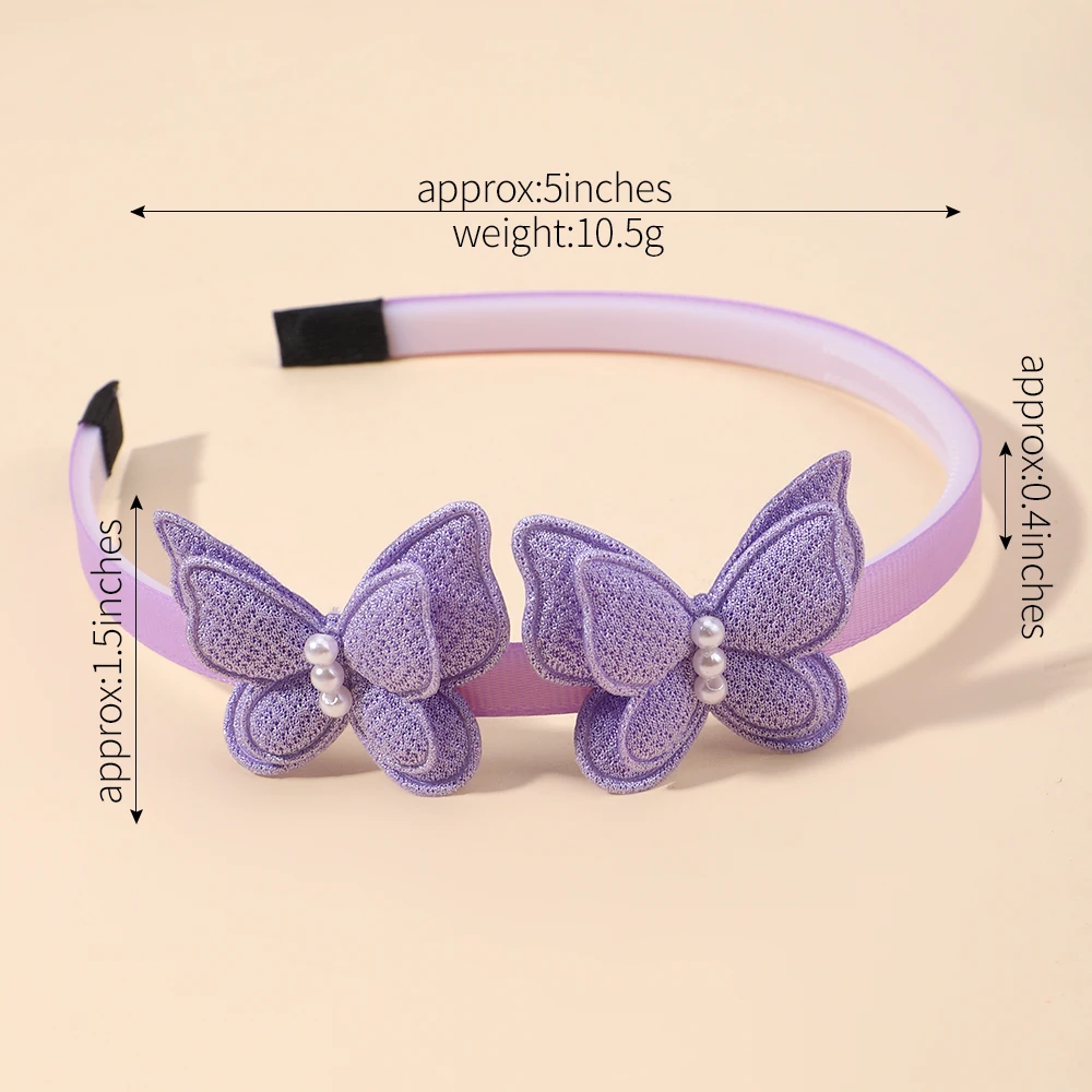 1PC Exquisite Butterfly Hairband Simulated Pearl Children\'s Hair Hoop Daily Hair Binding Lovely Girl Accessories Gift Wholesale