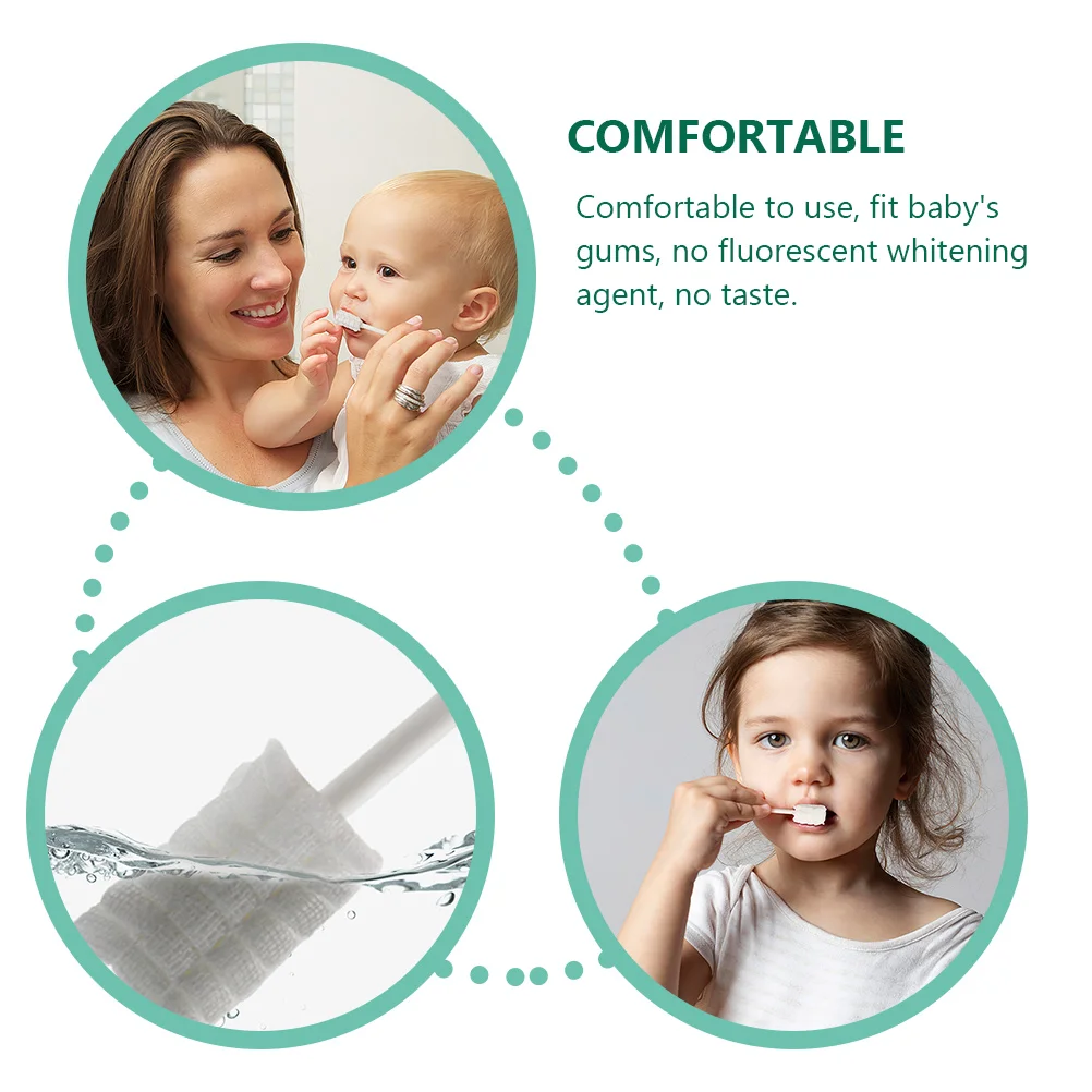 

10pcs Newborn Baby Oral Cleaner Gauze Tongue Brush Infant Teeth Care Supplies Dry Wet Dual Use Safe Comfortable Gum Fit