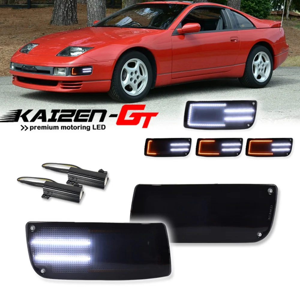 

Светодиодный передний бампер автомобиля с переключателем, янтарные последовательные указатели поворота с белыми DRL дальними огнями для Nissan 300ZX Z Z32 1990-1996 гг.