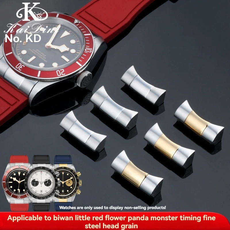316L Stainless Steel End Links & 22mm Rubber Strap for Tudor Black Bay Chrono M79363 