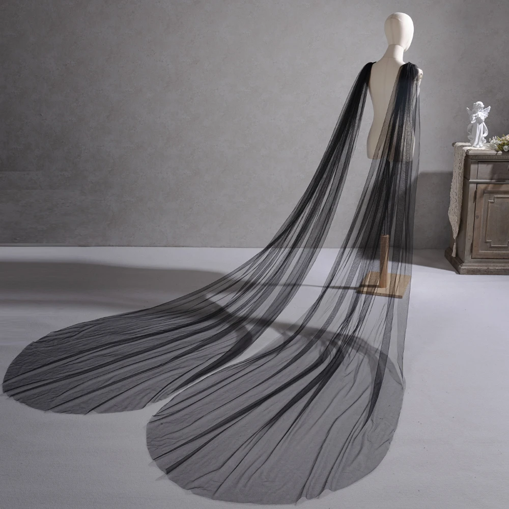 Long Valentine's Day trailing simple soft tulle romantic elegant elegant cathedral dress accessories bridal shawl cloak VPG11