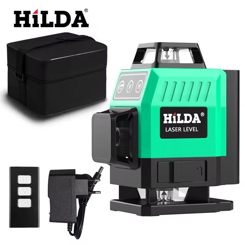 HILDA 16 Lines Green Laser Horizontal 4D 360 Self Leveling Vertical And Horizontal Strong Green Light Beam Optical Instrument