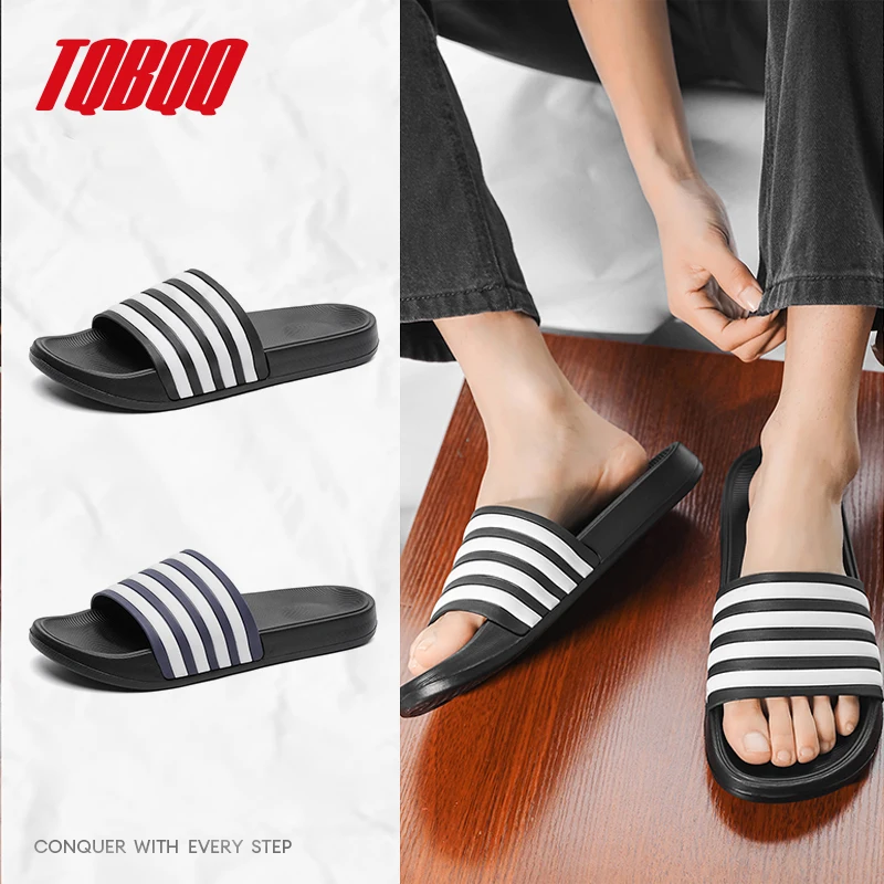 Men's Non-Slip EVA Black Slippers Indoor Outdoor Home Plips Plops Soft Slides Sandals Beach Garden Sandals Big Size