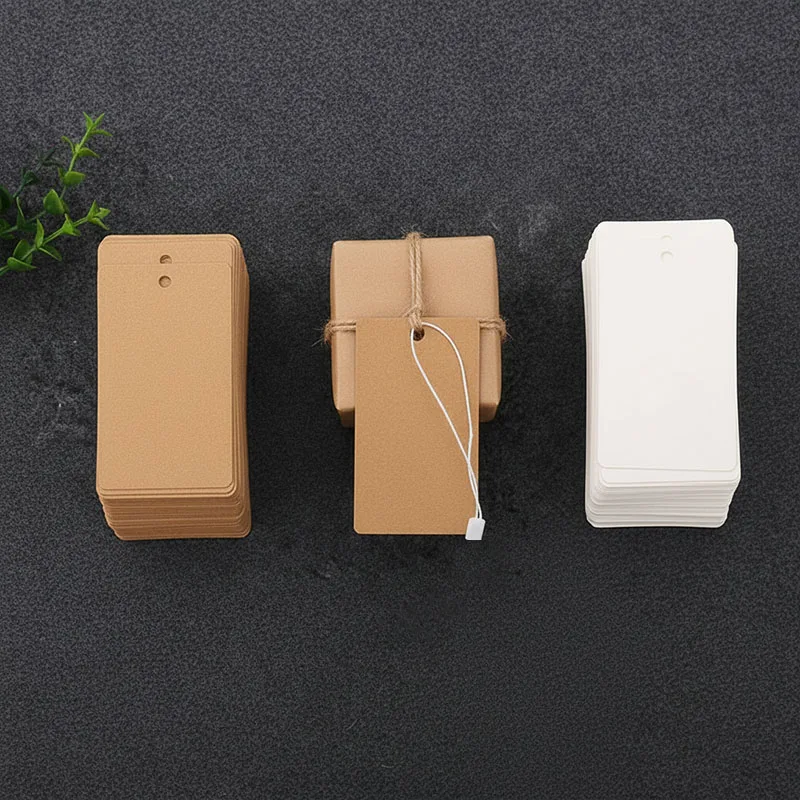 100PCS Packaging Label Brown/White DIY Thank You Clothes Gift Tag Wedding Decorating Jewelry Packaging Handmade Price Labels