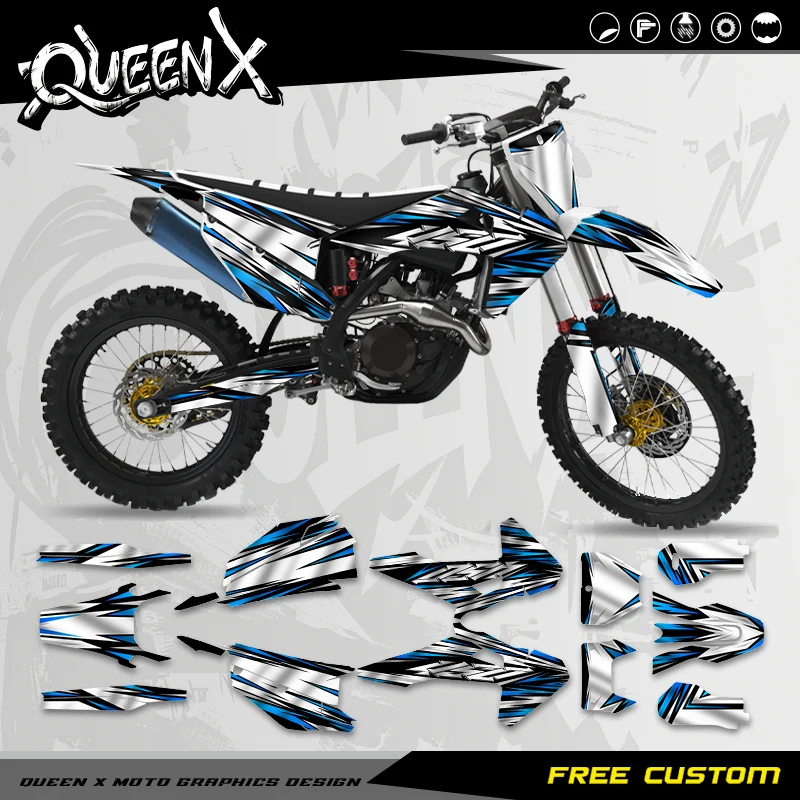 QUEEN X MOTO Holographic Graphics Background Decal Stickers For Husqvarna 2019 2020 2021 TC FC TX FX 2020 2021 2022 2023 TE FE
